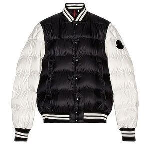 Auth Moncler Beaufortain Black & White Down Puffer Varsity Jacket - Size 2(US M)